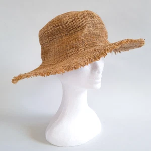 Boho Natural Hemp Sun Hat Handmade Organic Hippie Handmade Brimmed Beige Hippy - Picture 1 of 4