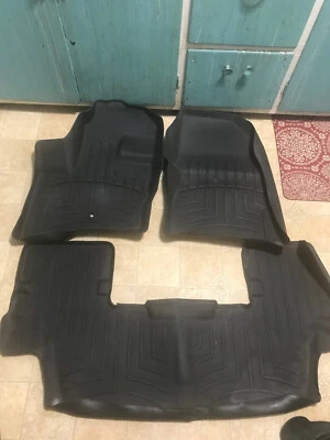 WeatherTech FloorLiner Mats for Lincoln MKT 2010 1st and 3rd Row Black VG Foto 1 de 4