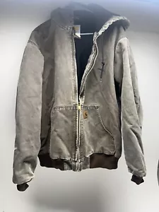 Vintage Carhartt Hooded Jacket Mens Chocolate Brown Canvas XL Tall Work J130 CHT - Picture 1 of 11