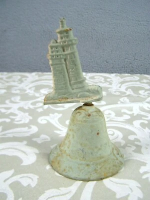 Llamador de puerta de campana de metal pesado vintage faro náutico de acero "necesita reparación" Foto 1 de 4