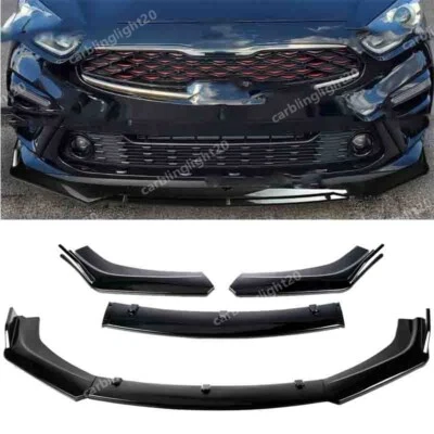 For KIA Forte Sedan/Hatchback 16-21 Glossy Blk Front Bumper Lip Splitter Spoiler - Image 1 of 4