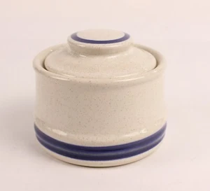 Vintage Blue Stoneware Sugar Bowl with Lid Great Condition - Picture 1 of 9