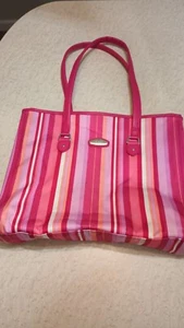 Ricardo Beverly hills tote bag stripes pink/red/white women's - Picture 1 of 8