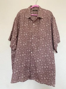Vintage Ermenegildo Zegna Hawaiian Shirt Mens 3XB Floral Italy Linen - Picture 1 of 13