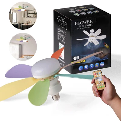 Dimmable E27 Screw Base LED Ceiling Fan Light 30W 40W Remote Control Fan Lamp - Image 1 of 4
