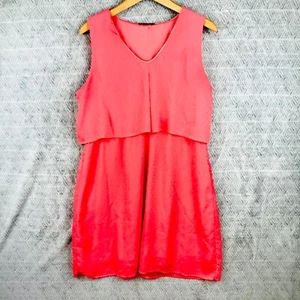 Breal Robe Droite Femme 46 Rose Corail Sans Manches Fluide Superposée Été Chic - Imagen 1 de 7