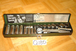 S-K TOOLS 23 PIECE 3/8 DRIVE SAE. GENERAL SERVICE SET SHORT & DEEP IN GREEN BOX