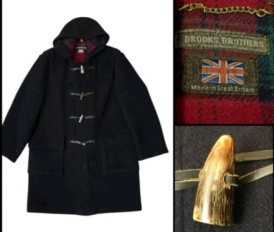 Vtg 80's Brooks Brothers Wool Duffle Horn Toggle Buttons Hooded Coat! 42 England - Image 1 of 4