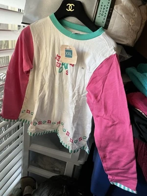 GYMBOREE LOGO BLANCO SUAVE ALGODÓN L/S LINDA FLOR PESO LIGERO SUDADERA XXL NUEVA CON ETIQUETAS Foto 1 de 4