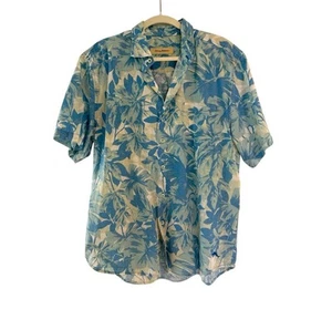 Tommy Bahama Top Mens Large 100% Cotton Blue White Floral Hawaiian Shirt - Picture 1 of 5