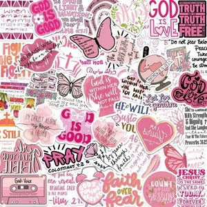 50 PCS Bible Verse Stickers Jesus Inspirational Pink Christian - Picture 1 of 8