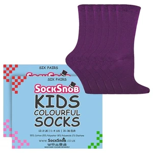 12 Pair Kids Soft Cotton Colourful Casual Plain Dress Socks - Picture 1 of 56