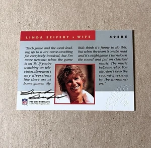 LINDA SEIFERT 1992 NFL Pro Line Portraits Wife Autograph Auto card 49ERS - Picture 1 of 2