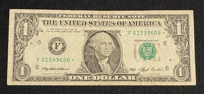 1993 $1 Dollar Star Note With Serial Number F01599606* - Image 1 of 2