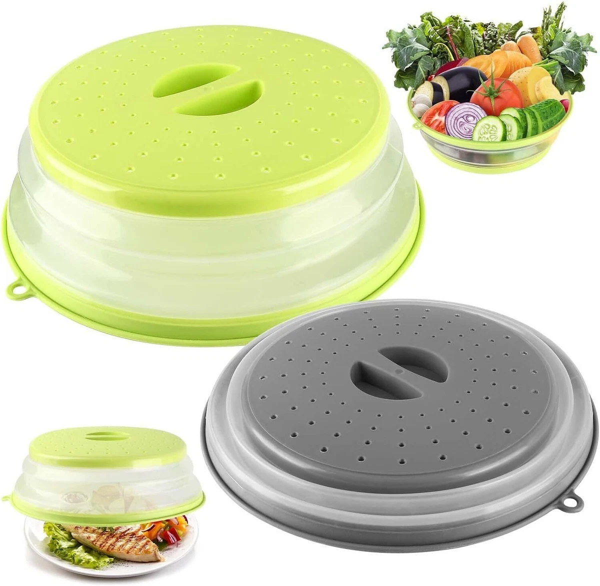 Kichwit Silikon-Mikrowellenabdeckung, Faltbar, Spülmaschinenfest – 27,9 Cm, BPA-frei, Weiß