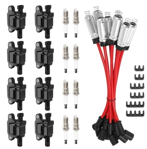 8 Pack UF413 Square Ignition Coil & Spark Plug Wire For Chevy GMC 4.8L 5.3L 6.0L - Picture 1 of 3