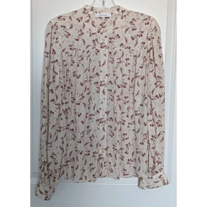 Frame Red Floral Voluminous Button Down Shirt Blouse Women's Medium - Picture 1 of 10