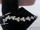 Mid Century 1940s Silvertone With Crystals 7 " Toggle Clasp Bracelet