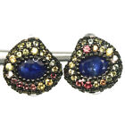 Gemstone Blue - Fancy Color Sapphire Earrings 925 Silver White Gold Plated
