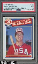 1985 Topps #401 Mark McGwire USA Baseball RC Rookie PSA 3 VG