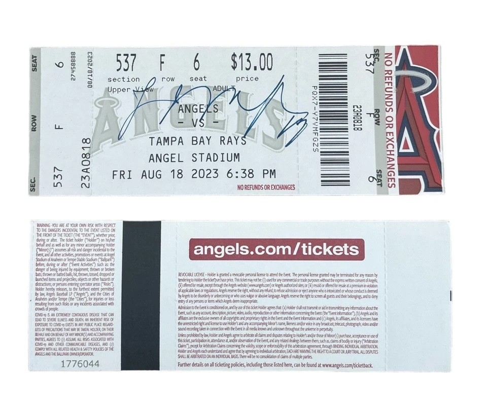 Logan O’Hoppe Signed Autographed 2023 Rookie Season Full Ticket Stub LA Angels   - Image 1 of 1