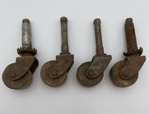 Wood Caster Wheels Set Of 4 M 3 Salvage Antique Vtg 1" Cover