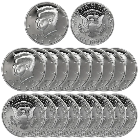 2007 S Kennedy Half Dollar Roll Gem Deep Cameo CN-Clad Proof 20 US Coins Cover