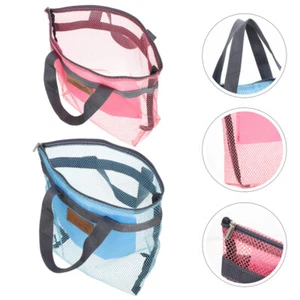2 Pcs Toilet Bag Mesh Shower Bags Large Toiletries Women Travel and - Picture 1 of 12