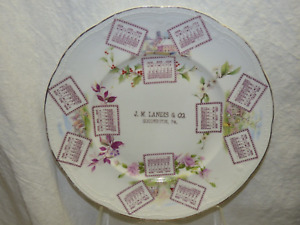 Antique 1906 Calendar Plate Pink Roses 4 Seasons Landis Advertising Souderton PA