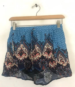 HOLLISTER Shorts Womens Size Small Blue Orange & Tan Floral Elastic Waist - Picture 1 of 4
