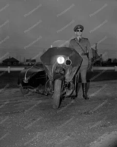 Police Officer On Motorcycle 1940s Vintage 8x10 Reprint Of Old Photo - Picture 1 of 1