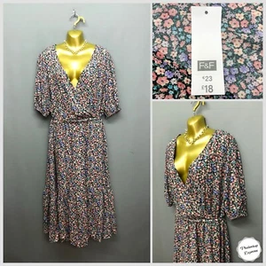 NUEVO F&F Vestido de té de verano con cinturón floral Ditsy para mujer Reino Unido 18 EUR 46 PRECIO DE VENTA SUGERIDO POR EL FABRICANTE £18 - Imagen 1 de 14