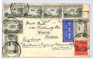 AUSTRALIA KGV Airmail 3x3d LONG WING VARIETY c£600+ Rare Cover 1931 FLIGHT XC166 - Picture 1 of 11