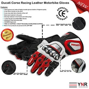 Ducati Corse New Leather Racing Motorbike Glove Pre-Curved Finger Motorcycle Glo - Picture 1 of 61