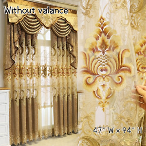 European Curtains for Living Room Blackout Embroidered Chenille Drape Eyelets