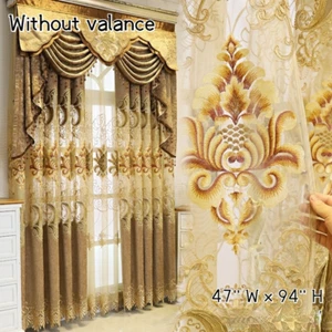 European Curtains for Living Room Blackout Embroidered Chenille Drape Eyelets - Picture 1 of 10