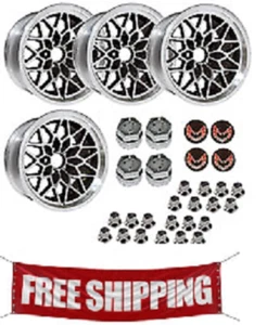 YEARONE 1967-81 Trans Am 17 x 9 Black Snowflake Wheels kit - Picture 1 of 1