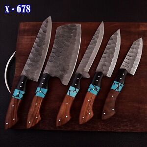 Professional Handmade FORGED DAMASCUS STEEL CHEF KNIFE Set Kitchen Knives