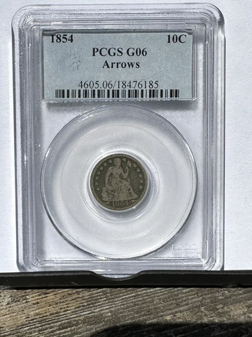 1854 DIME PCGS G 06 ARROWS AFFORDABLE TYPE COIN Cover