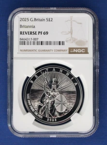 2025 Royal Mint 1oz Silver Reverse Proof Britannia £2 coin NGC Graded PF69 - Picture 1 of 2