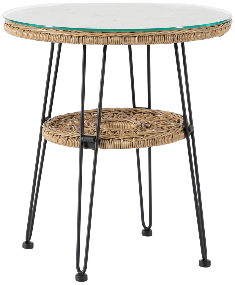 Ysar 19 1/4" Wide Natural Wicker 1-Shelf Outdoor Side Table - Image 1 of 1