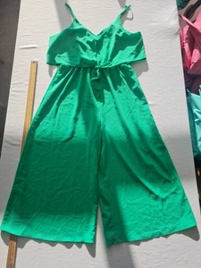 Ladies Jumpsuit New Look Size 16 Elastic Waist Sleeveless Green 30997 - Picture 1 of 15