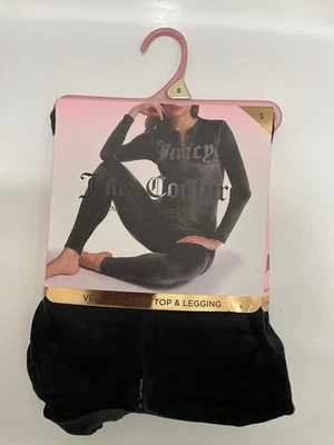 Top y Legging Juicy Couture Negro Cuarto Cremallera Manga Larga Terciopelo Vellón Talla S Foto 1 de 3