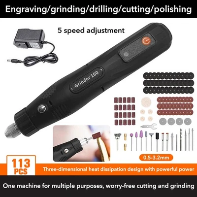Mini-Drehwerkzeug,5-Gang-Rotationswerkzeug-Set mit 113 Zubehörteilen,18000 U/min - Bild 1 von 4
