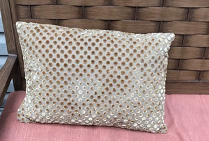 Ryan Studio Neutral Dotted Decorative Throw Pillow Duck Feather - Picture 1 of 5