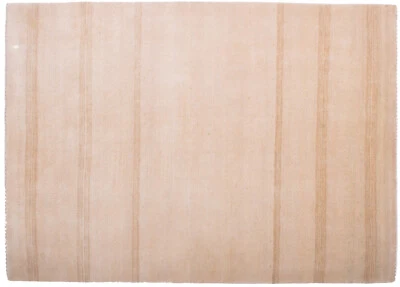 Hand-knotted Loribaft Rug 140x200 Beige Lines Wool Short Pile - Image 1 of 4