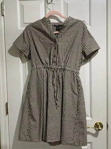 Robert Louis Women's Gray and Beige Striped Linen Blend Mini Summer Dress XL - Picture 1 of 3