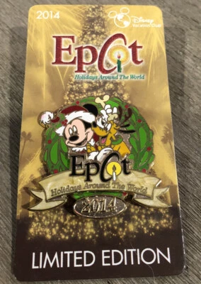 Prendedor 2014 Disney Epcot Holidays Around The World DVC Mickey & Pluto LE 1500 Foto 1 de 2