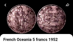1952 FRENCH OCEANIA 5 FRANCS COIN (SEE PICS FOR GRADE) QUALITY