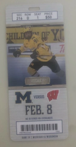 2019 - 2020 Michigan Wolverines vs Wisconsin Badgers Hockey Plastic Ticket Stub Cover